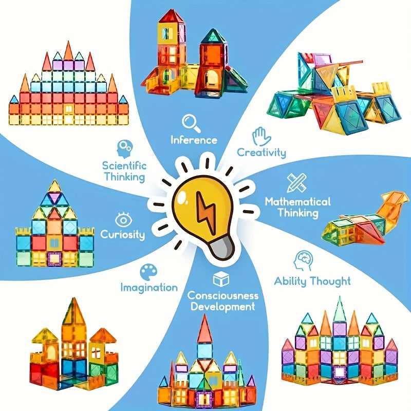 61-Piece Magnetic Building Block Set for Children 3D Magnetic Tiles