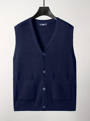Men's V Neck Button Up Cardigan Vest for Fall Winter