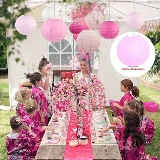 Colorful Round Silk Cloth Lantern for Festive Yard Decor