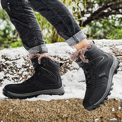 Men's Snow Boots Leather Warm Fleece Hiking Tactical Military Winter