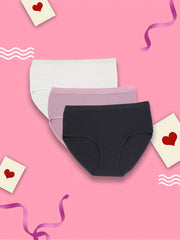 3 Pack Plus Size Basic Panties Set Women's Plus Solid Soft Underwear Set