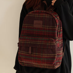 Checkered Junior High School Schoolbag Girls College Students Backpack