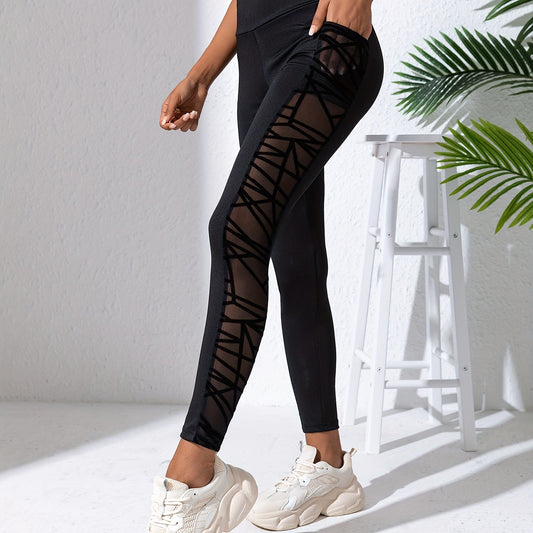 High Waist Mesh Stitching Butt Lifting Yoga Pants