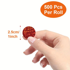 500pcs Holographic Golden Round Stickers 2 Foil Heart Stickers