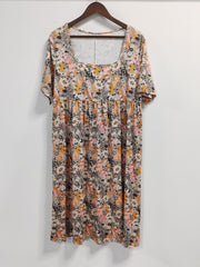  Boho Dress Women's Floral Print Short Sleeve Dress With Pockets