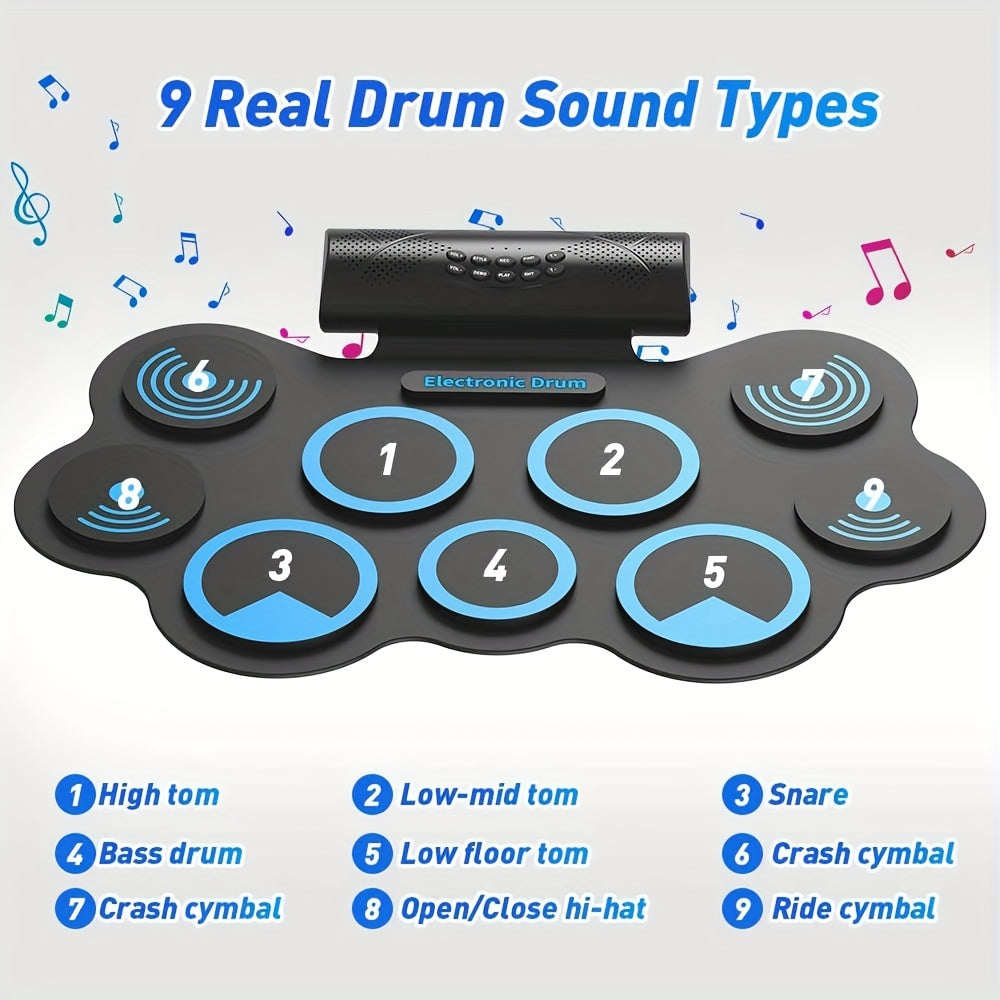 9 Sided Music Toy Drum Set with 2 Speakers