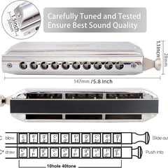 Chromatic Harmonica Key Of C 10 Holes 40 Tones Mouth Organ