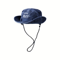 Embroidered Bucket Hats Washed Packable Beach Sun Hats Men Women Hat Strings