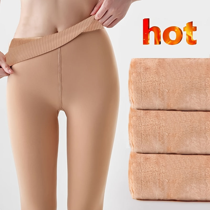 5 Pairs Plush Lined Tights Opaque High Waist Thermal Elastic Leggings