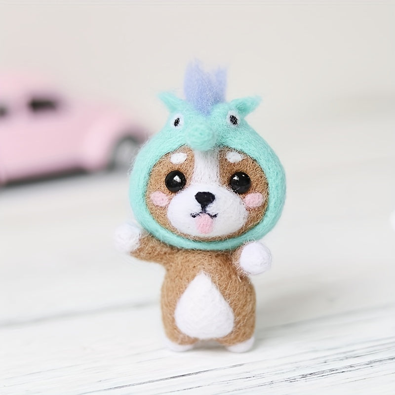 Corgi Felt Kit DIY Embroidery Wool Craft Stitch Needlework Needle Toy Gift