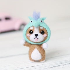 Corgi Felt Kit DIY Embroidery Wool Craft Stitch Needlework Needle Toy Gift