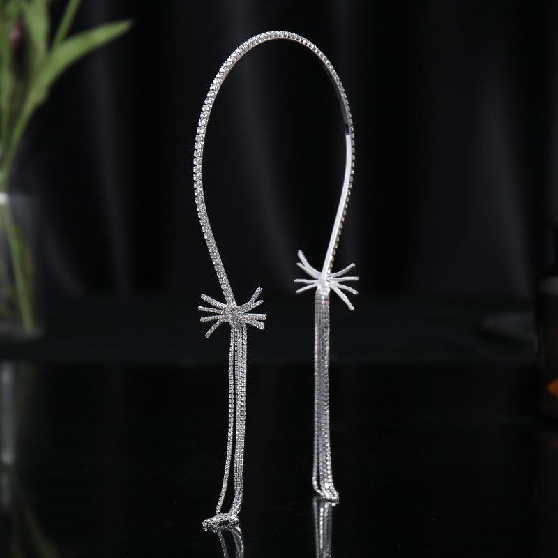 Rhinestone Tassel Headband with Long Tassel for Women