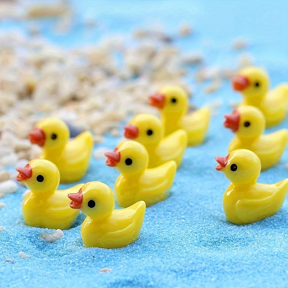 100pcs Yellow Duck Figurines Resin Home Decor Small Ducklings