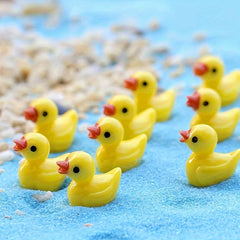 100pcs Yellow Duck Figurines Resin Home Decor Small Ducklings