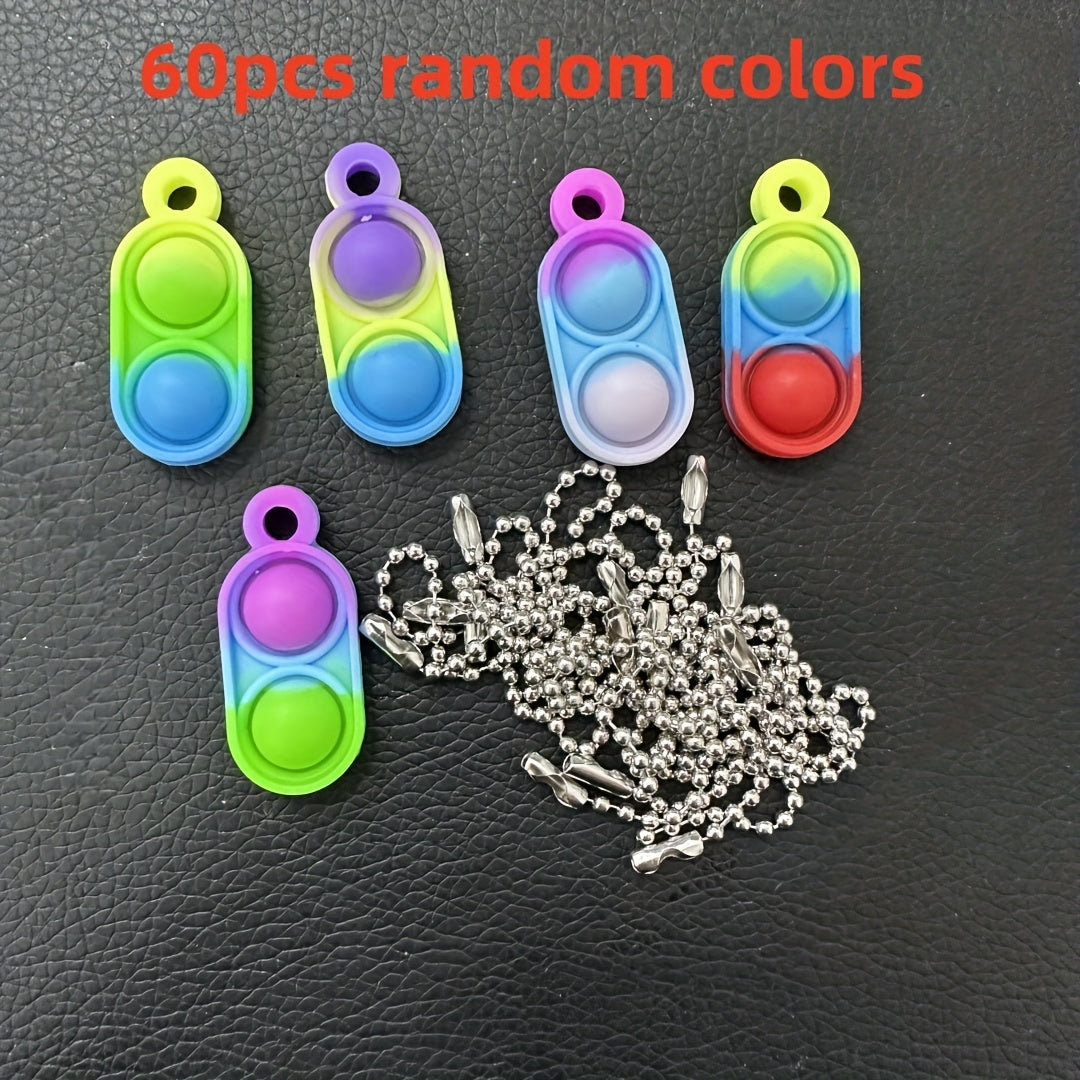 60pc Mini Pop Keychain Fidget Toys Colorful Bulk Set for Party Fav