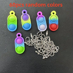 60pc Mini Pop Keychain Fidget Toys Colorful Bulk Set for Party Fav