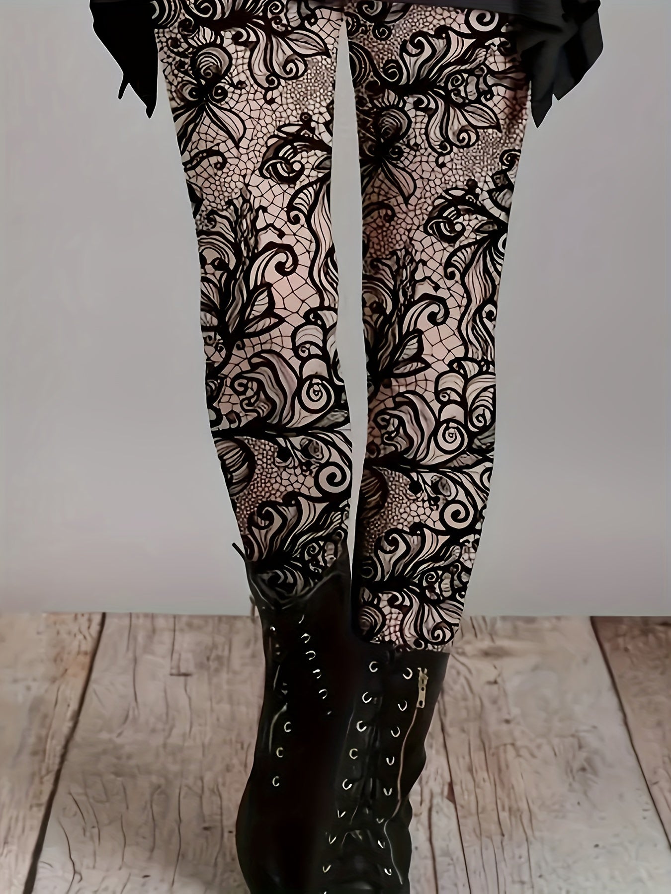 Women's Plus Floral Print High Rise Skinny Pants