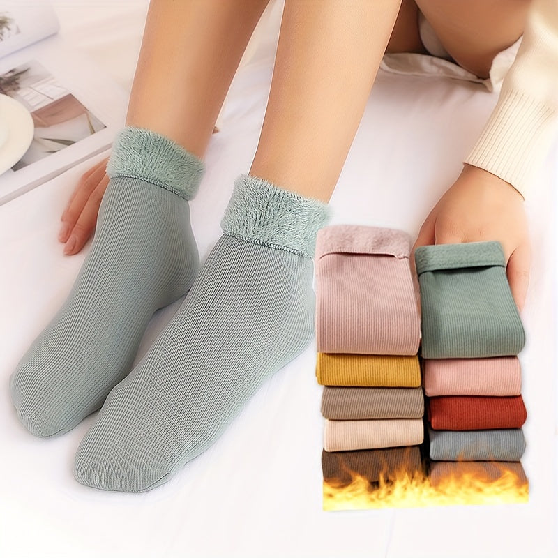 8 Pairs Striped Velvet Thick Warm Sleeping Crew Socks