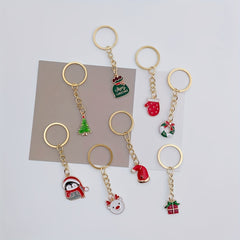 20pcs Christmas Keychain Metal Key Ring Purse Bag Charm Decoration Party Favors
