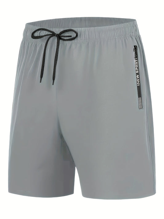 Men's Comfy Elastic Waist Drawstring Shorts Zipper Pocket