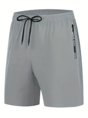 Men's Comfy Elastic Waist Drawstring Shorts Zipper Pocket