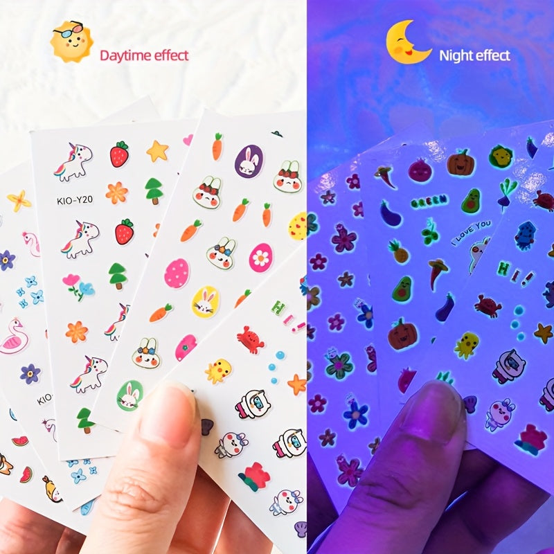 20pcs Cartoon Luminous Nail Stickers - Nail Art Decals