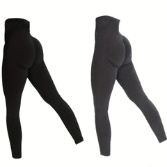 2pcs Solid Moisture Wicking Yoga Leggings for Comfortable Workouts