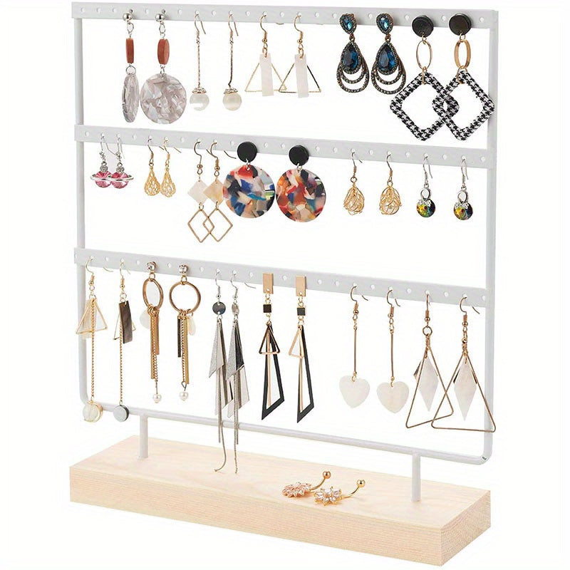 Wood Base Earring Holder Detachable Jewelry Display Rack