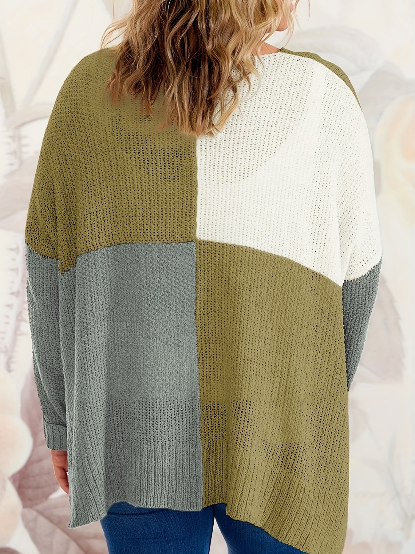  Colorblock Round Neck Pullover Sweater