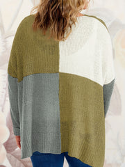  Colorblock Round Neck Pullover Sweater