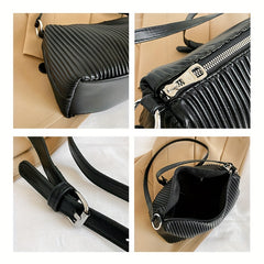 Solid Ruched Crossbody Bag Underarm Bag Zipper