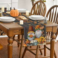 Fall Series Table Runner Thanksgiving Theme Linen Table Cloth Autumn Gnome Pumpk
