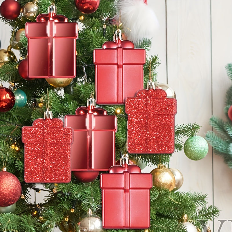 6pcs Red Gift Bag Christmas Tree Pendant Family Party Decorations