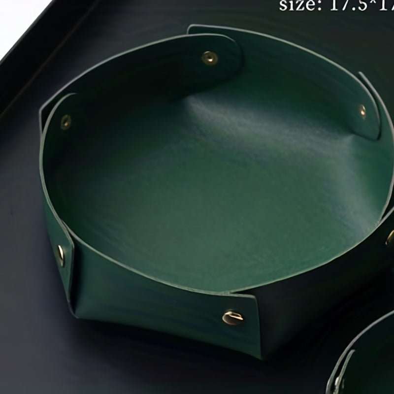 PU Leather Folding Storage Tray Key Storage Box Desktop Organizer