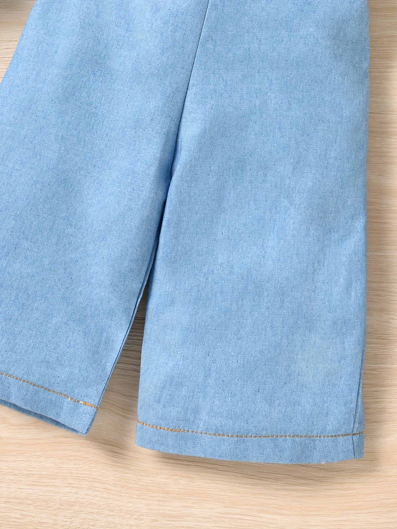 Girl's Denim Overall Jumpsuit with Backless Strap