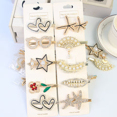 2pcs Pearl Hairpin Star Love Flower Hairpin Female Metal Hair Accessories