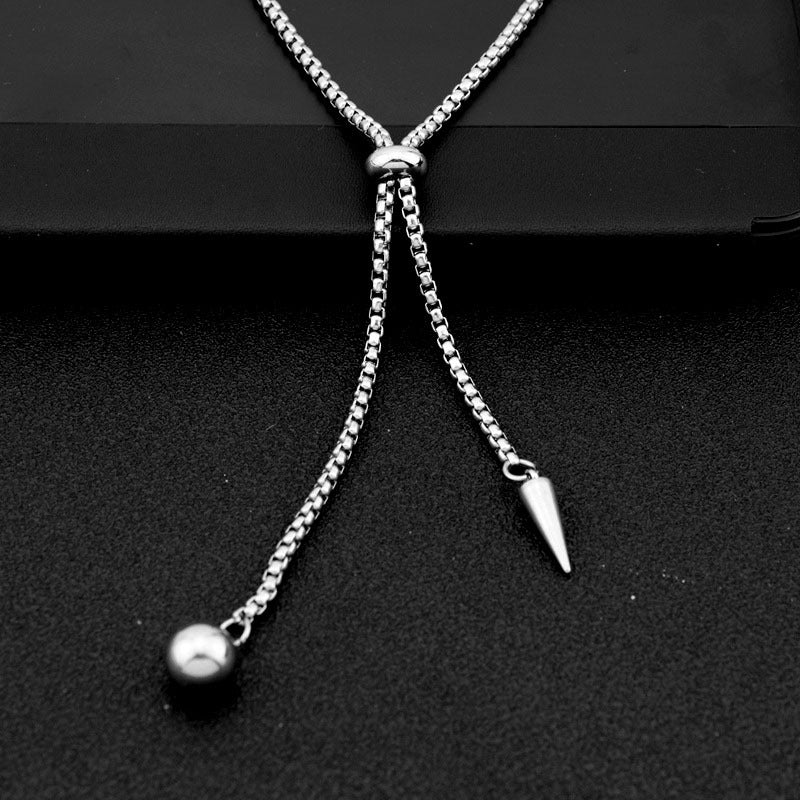 Stainless Steel Rivet Ball Pendant Necklace