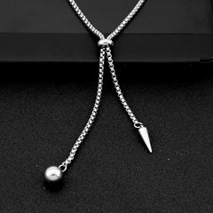 Stainless Steel Rivet Ball Pendant Necklace