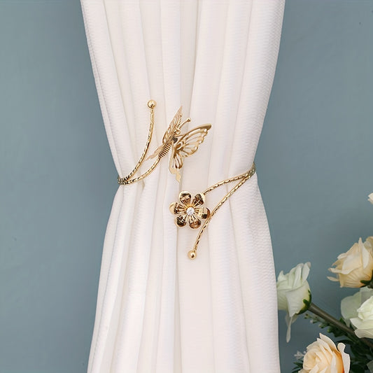1pc Metal Butterfly Curtain Tiebacks - Decorative Clips for Home Decoration