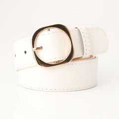 Round Buckle Belt Women Casual Dress Belt Leather Belt Waistbands