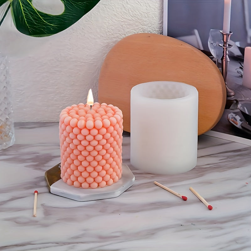 Cylinder Scented Candle Silicone Mold Round Bubble Candle Holder