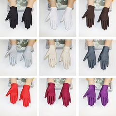 Bright Satin Solid Gloves Casual Sunscreen Driving Cycling Gloves Short
