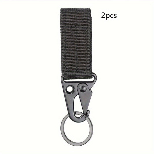 2pcs Molle Clip Buckle Nylon Belt Key Ring Holder Carabiner Hook