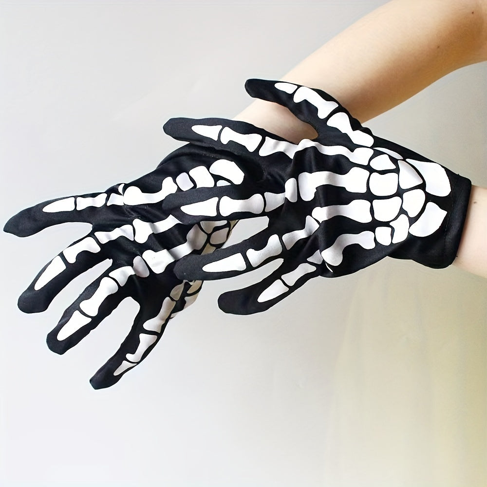 Punk Skeleton Claw Pattern Luminous Gloves for Halloween