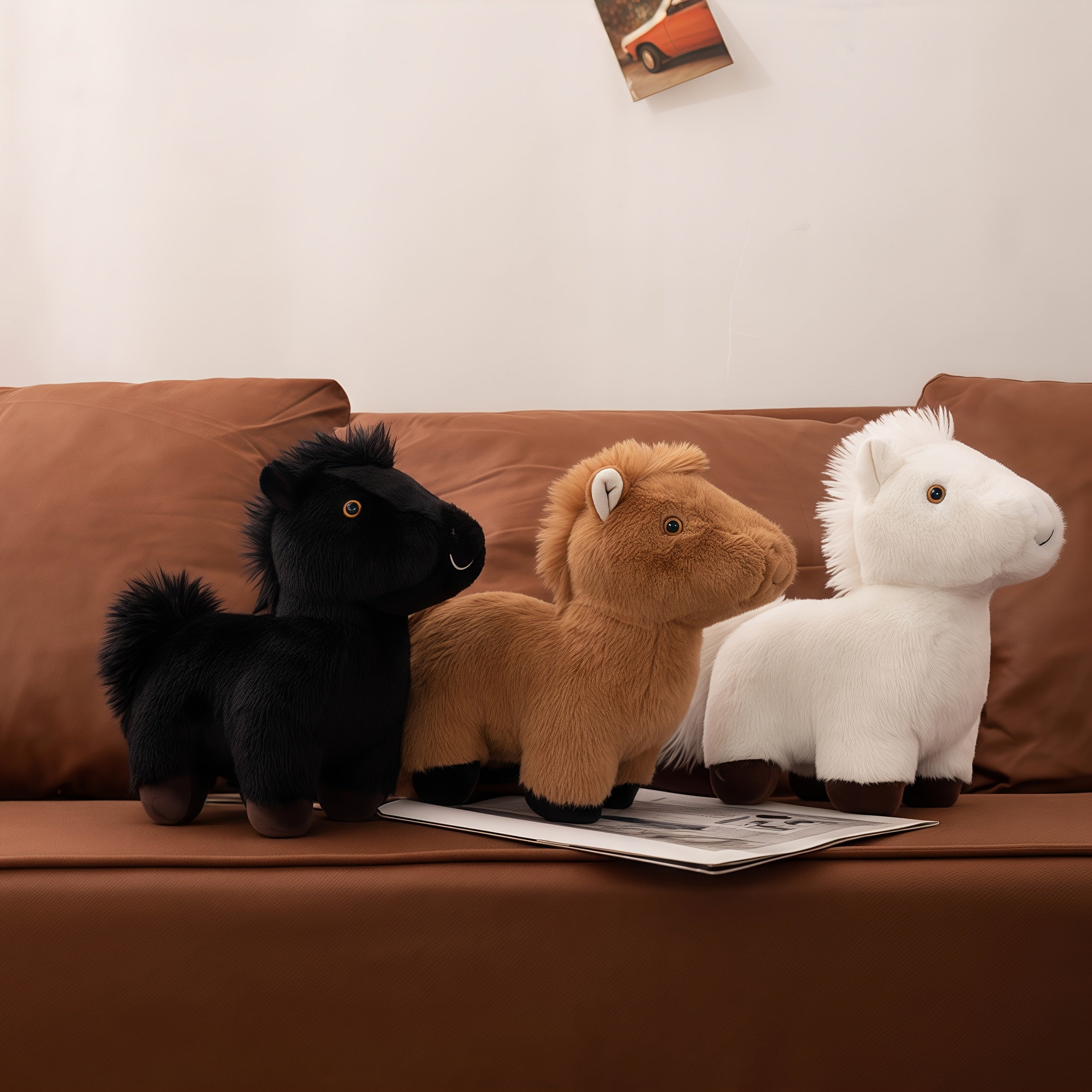 Soft Plush Pony Doll Realistic Horse Stuffed Animal Cuddly Gift Brown S