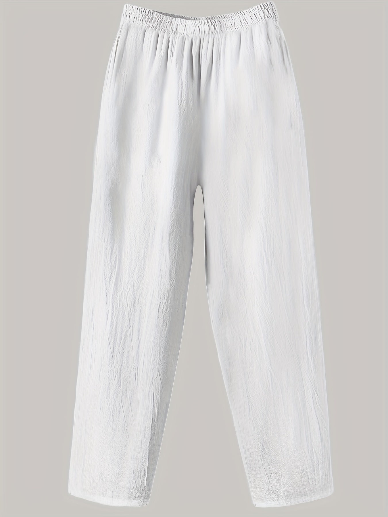  Casual Pants Solid Elastic Straight Leg Trousers