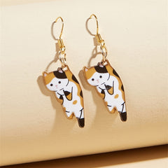 Cartoon Kitten Pendant Earrings Women's Jewelry 5 Colors