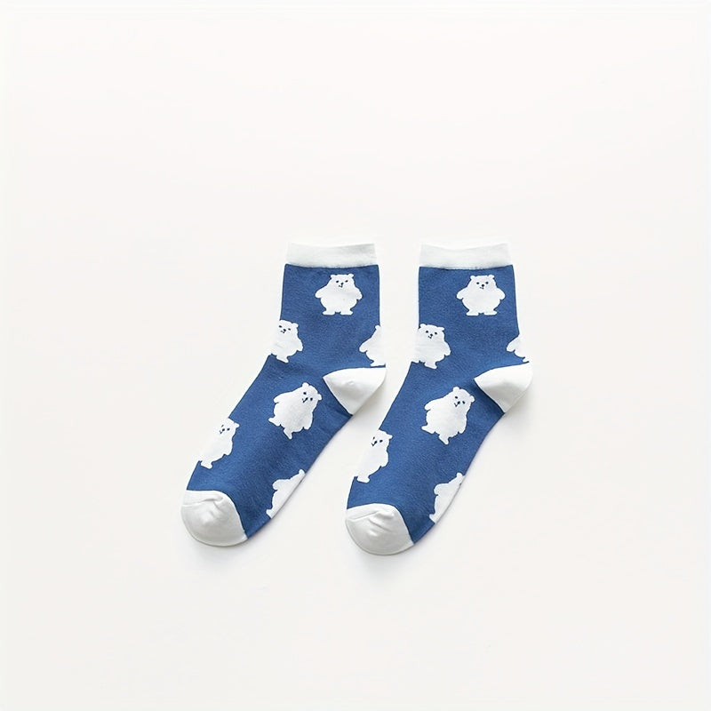 6 Pairs Cartoon Print Socks Comfy & Mid Tube Socks Women's Stockings