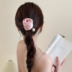 Silky Flower Scrunchies Hair Tie Pearl Hair Rope Sweet Ponytail Holder