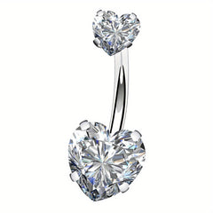 Colorful Zircon Belly Button Ring Stainless Steel Piercing Jewelry